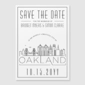 Oakland Wedding Stylized Skyline Save the Date Magnetische Uitnodiging (Voorkant)