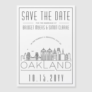 Oakland Wedding Stylized Skyline Save the Date Magnetische Uitnodiging