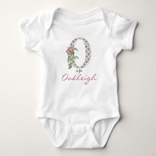 Oakleigh Name onthult Floral Letter of Girl Flower Romper (Voorkant)