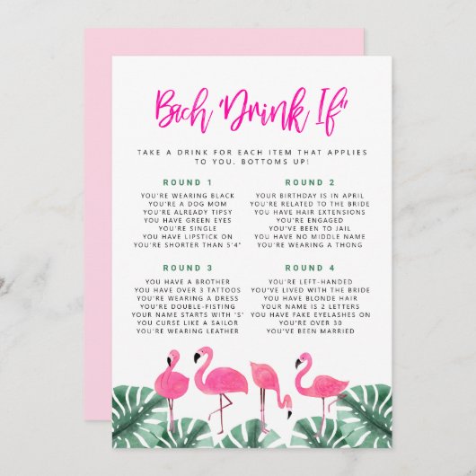 OAKLEY Flamingo Hot Pink Bachelorette Drink als er Kaart (Voorkant / Achterkant)