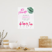 OAKLEY Flamingo Hot Pink Birthday Party Welkom Poster (Keuken)
