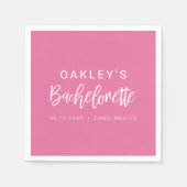 OAKLEY Hot Pink Rand en Stout Bachelorette Feest N Servet (Voorkant)