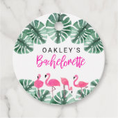 OAKLEY Hot Pink Tropical Flamingo Bachelorette Bedankjes Labels (Voorkant)