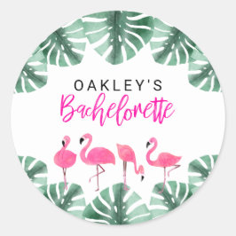 OAKLEY Hot Pink Tropical Flamingo Bachelorette Ronde Sticker