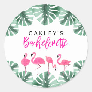 OAKLEY Hot Pink Tropical Flamingo Bachelorette Ronde Sticker