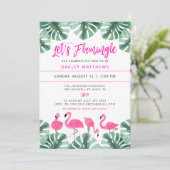 OAKLEY Let's Flamingle Tropisch Roze Baby shower Kaart (Staand voorkant)