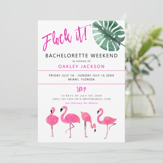 OAKLEY vecht het! Flamingo Tropical Bachelorette i Kaart (Staand voorkant)