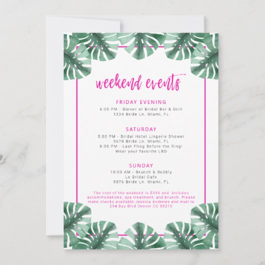 OAKLEY vecht het! Flamingo Tropical Bachelorette i Kaart (Achterkant)