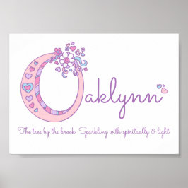 Oaklynn meisjesnaam die pastelbrief O betekent Poster