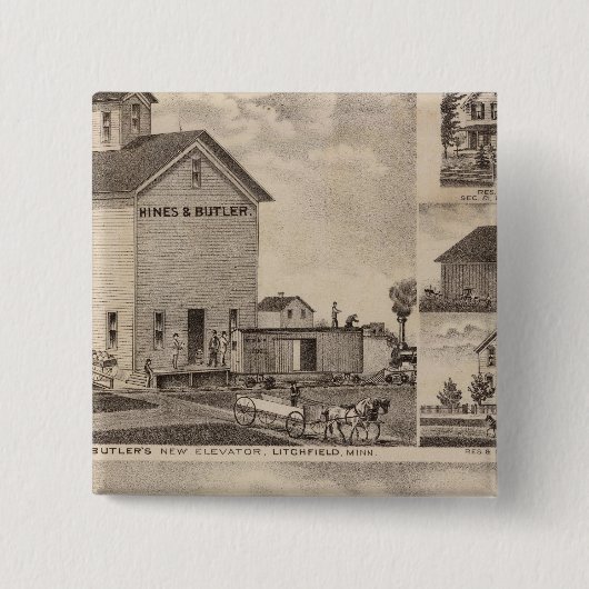 Oakwood Boerderij, Minnesota Vierkante Button 5,1 Cm (Voorkant)