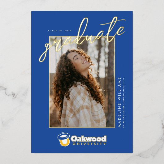 Oakwood Universiteit Afstuderen Folie Uitnodiging (Voorkant)