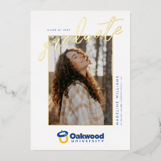 Oakwood University Afstuderen Folie Uitnodiging (Voorkant)