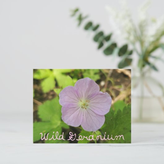Oakwoods Metropark Wild Geranium met tekst Briefkaart (Staand voorkant)