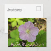 Oakwoods Metropark Wild Geranium met tekst Briefkaart (Voorkant / Achterkant)