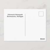 Oakwoods Metropark Wild Geranium met tekst Briefkaart (Achterkant)