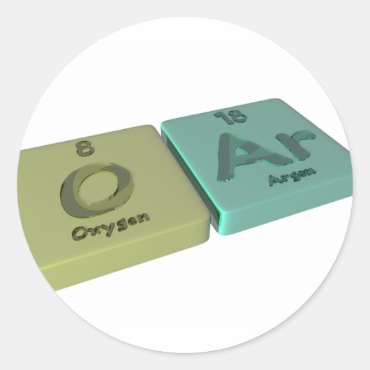 Oar als O Zuurstof en Ar Argon Ronde Sticker (Voorkant)