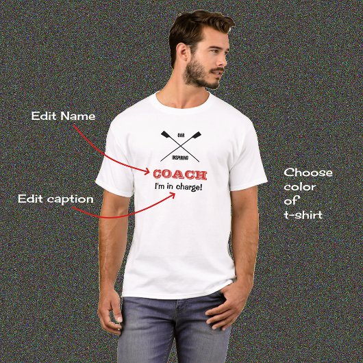 Oar inspirerende roeicoach aangepaste tekst t-shirt