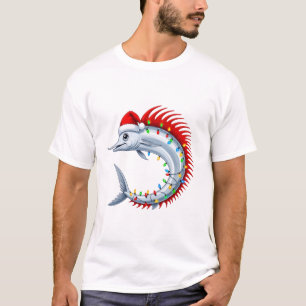 Oarfish Santa Hoed Lichtjes Grappige Diepzee Kerst T-shirt