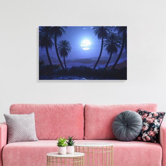 Oase (Blauwe Maan) Canvas Afdruk (Insitu (Woonkamer))
