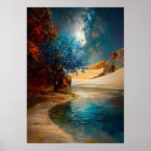 Oase onder de sterren - Hemels landschap in de woe Poster
