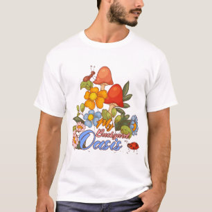 Oase Tuin Retro Achtertuin Paddenstoel Kunst T-shirt
