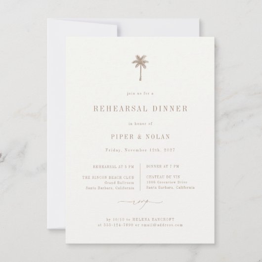 OASIS Beach bruiloft repetitie diner Aankondiging (Voorkant)