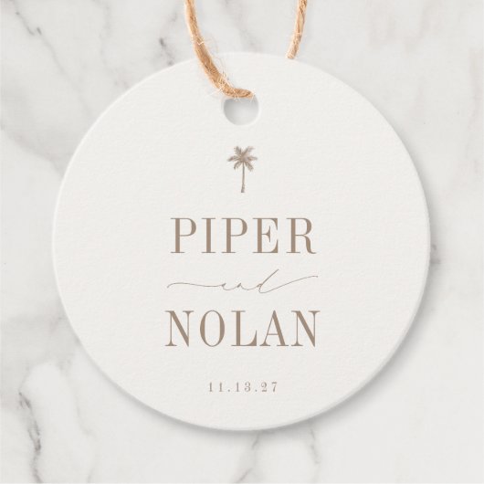 OASIS Beach Minimalist Wedding Dank u Bedankjes Labels (Voorkant)