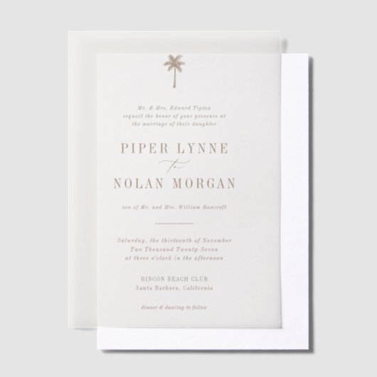 OASIS Beach Wedding  Vellum Uitnodigingen (Offset)