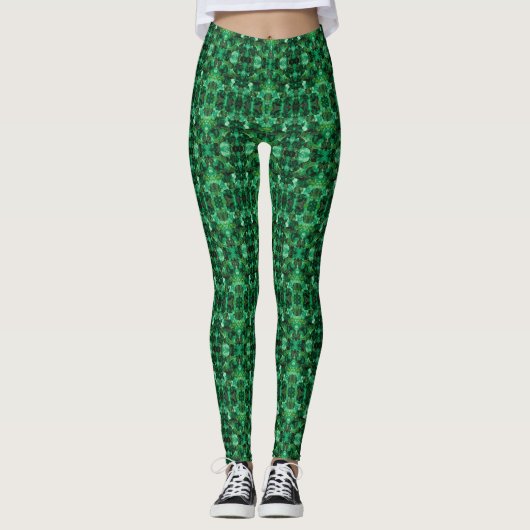 Oasis Groen Abstracte Alcohol Ink Kunst Leggings (Voorkant)