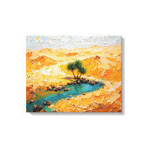 Oasis in de woestijn Premium Wrapped Canvas Wall A