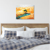Oasis in de woestijn Premium Wrapped Canvas Wall A (Insitu (Slaapkamer))