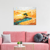 Oasis in de woestijn Premium Wrapped Canvas Wall A (Insitu (Woonkamer))