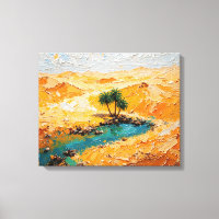 Oasis in de woestijn Premium Wrapped Canvas Wall A