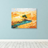 Oasis in de woestijn Premium Wrapped Canvas Wall A Afdruk (Insitu (Houten vloer))