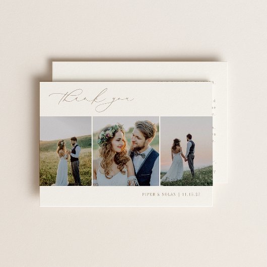 OASIS Minimalist 3 Photo Wedding Bedankkaart
