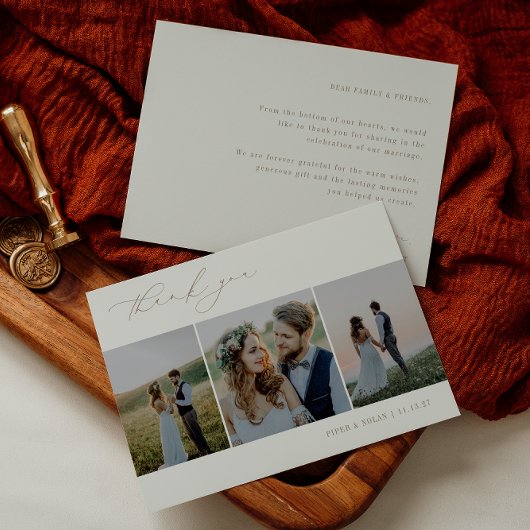 OASIS Minimalist 3 Photo Wedding Bedankkaart