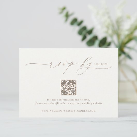 OASIS Minimalist Wedding QR-code RSVP Kaartje (Staand voorkant)