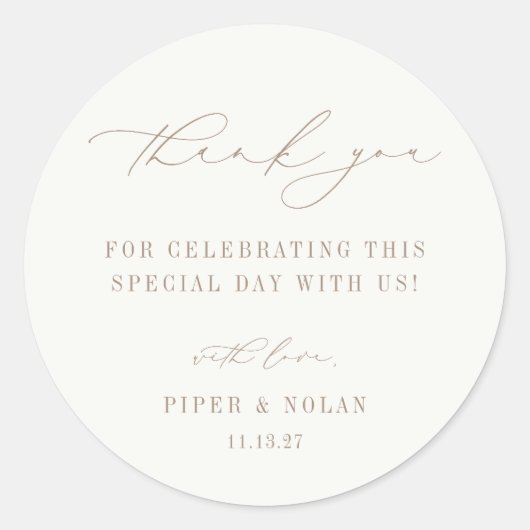OASIS Minimalist Wedding Thank You Ronde Sticker (Voorkant)