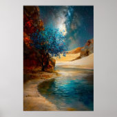 Oasis onder de sterren - Celestial Desert Landscap Poster (Voorkant)