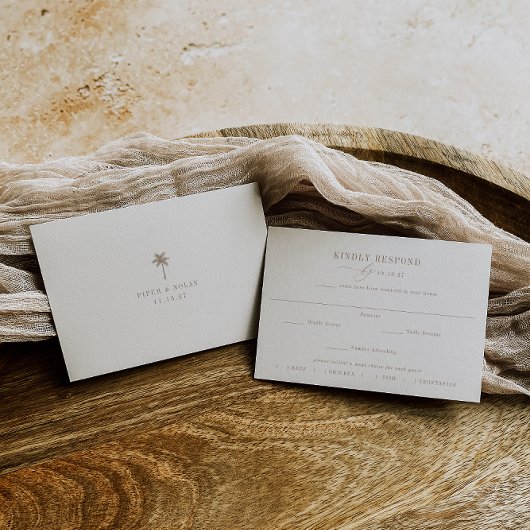 OASIS Palm Tree Meal Choice Wedding RSVP Kaartje