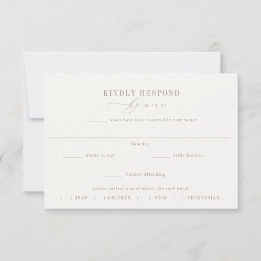 OASIS Palm Tree Meal Choice Wedding RSVP Kaartje (Voorkant)