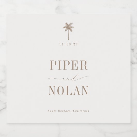 OASIS Palm Tree Wedding Sparkling Wijnetiket (Enkel label)