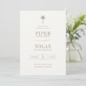 OASIS Palmboom Taupe Bruiloft Kaart (Staand voorkant)