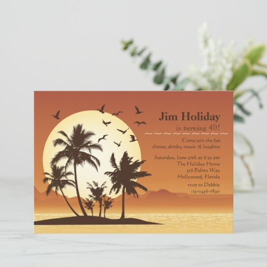 Oasis Sunset Invitation Kaart (Staand voorkant)