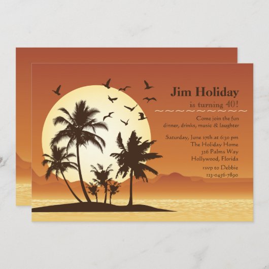 Oasis Sunset Invitation Kaart (Voorkant / Achterkant)