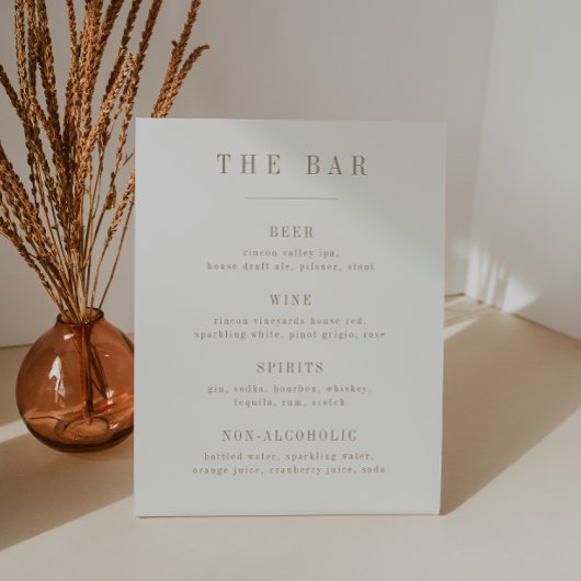 OASIS Taupe Bar Menu List Reclamebord Met Voetstuk