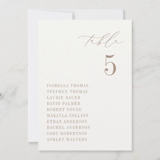 OASIS Taupe Seating Table Number Card Kaart (Voorkant)