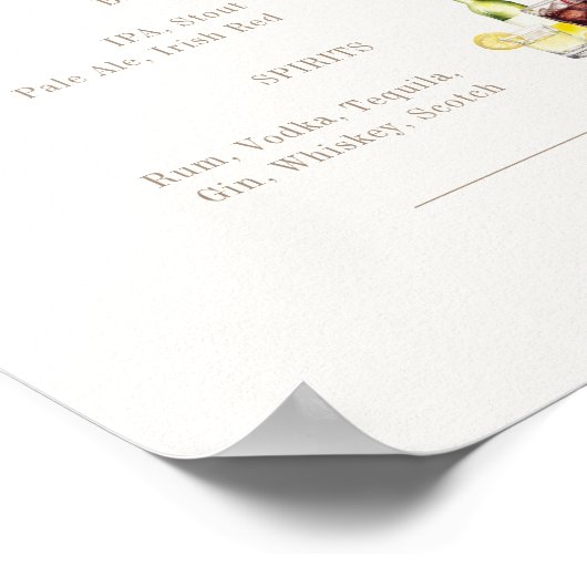 OASIS Taupe Signature Drinken Wedding Bar Sign Poster (Hoek)