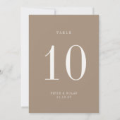 OASIS Taupe Wedding Table Number Card Kaart (Achterkant)
