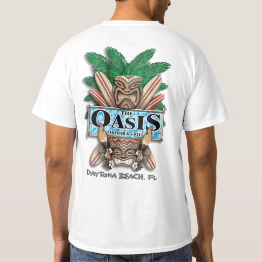 Oasis Tiki Bar en Grill T-Shirt (wit) (Achterkant)